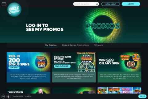 buzz casino promotions screenshot 480x320